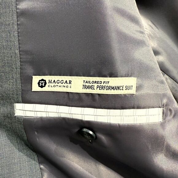 Haggar‎ Men's Gray Travel Performance Blazer Tailored Fit Size 42R - Picture 2 of 10